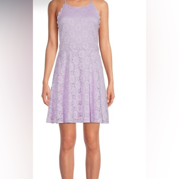 No Boundaries Juniors' High Neck Lace Dress - Picture 6 of 8